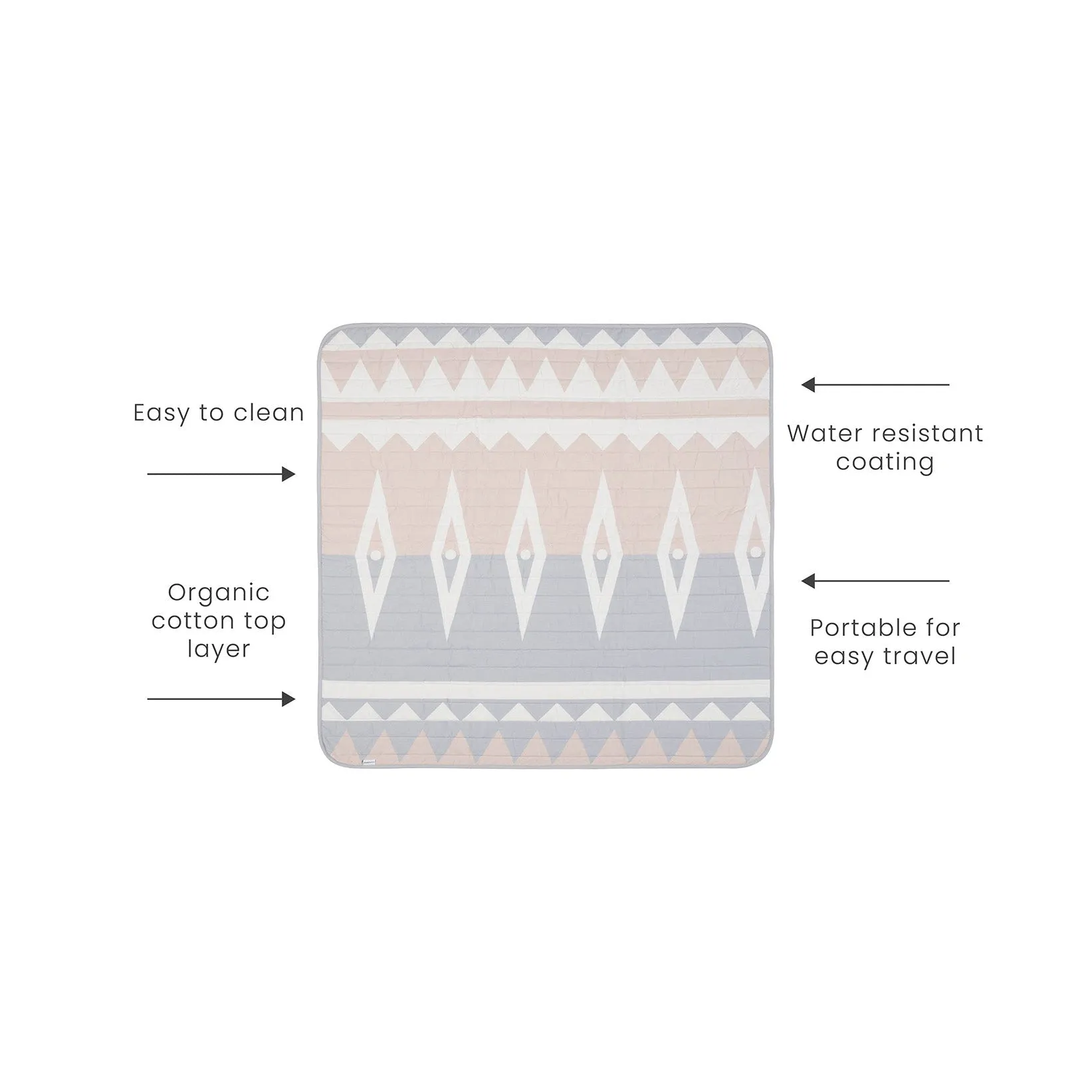 Toddlekind Waterproof Travel Mat - Blush - 120x120cm