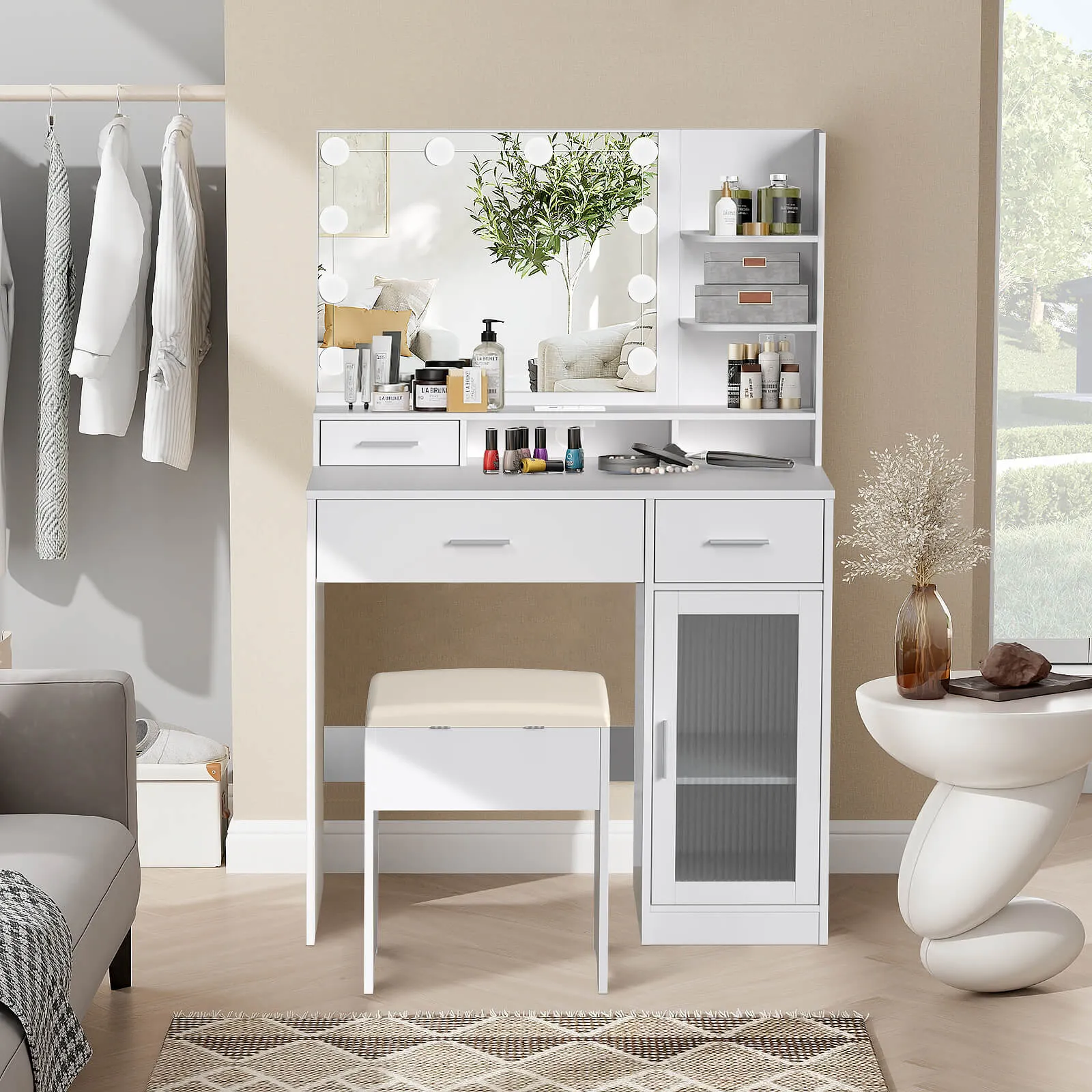 Vanity Desk with Mirror and Lights IF010