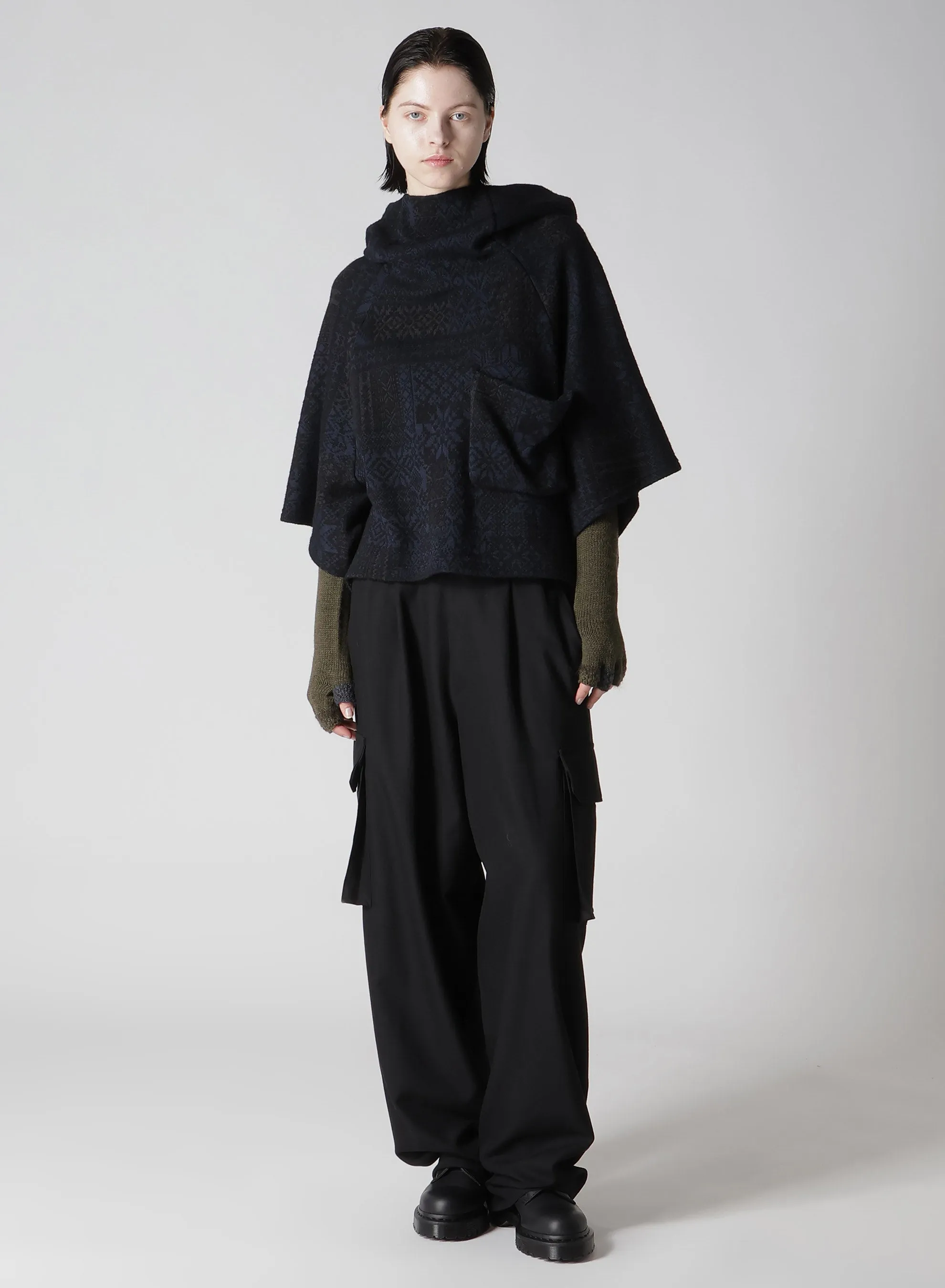 W SLUBMOHAIR PATCHED FINGERLESS LONG GLOVES
