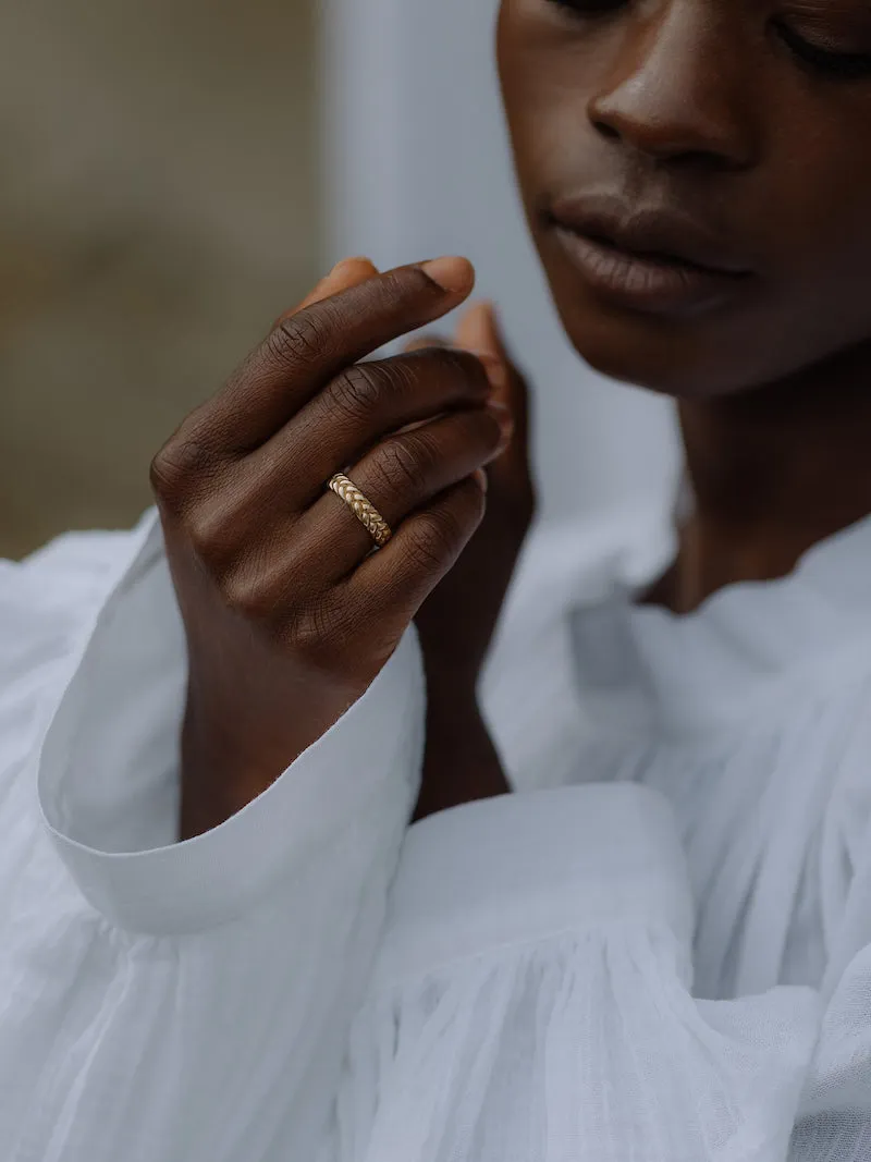 Wheat Ring Large | 9k Gold