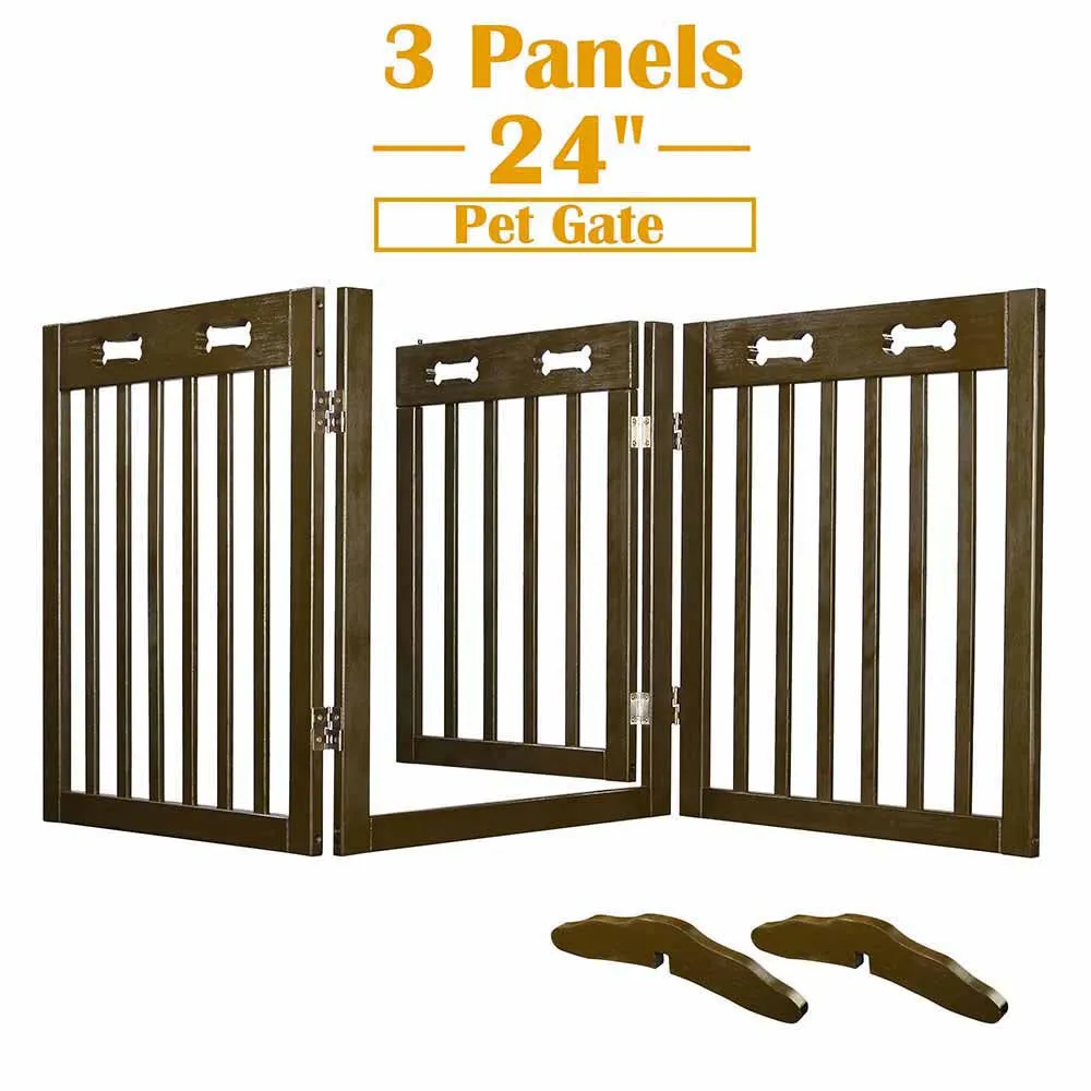Yescom 3-Panel Folding Wood Pet Gate Crate Baby Barrier 60x24in