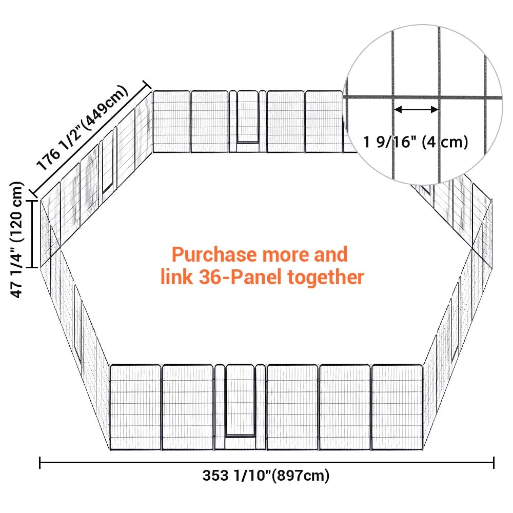Yescom Heavy Duty Dog Playpen 47" Tall 24-Panel Puppy Pen Metal