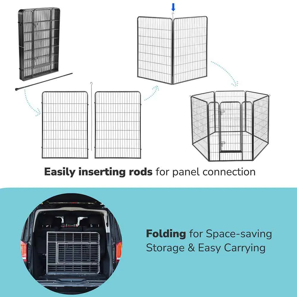 Yescom Heavy Duty Dog Playpen 47" Tall 24-Panel Puppy Pen Metal