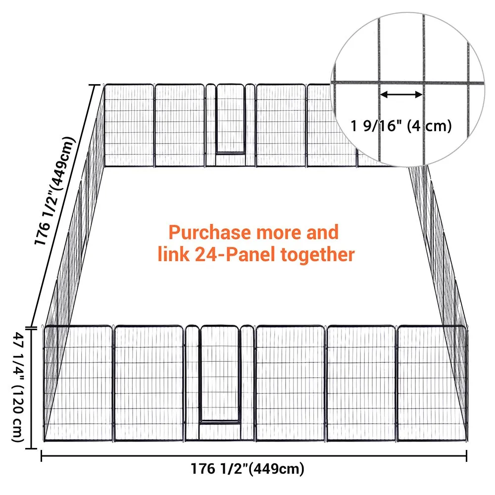 Yescom Heavy Duty Dog Playpen 47" Tall 24-Panel Puppy Pen Metal